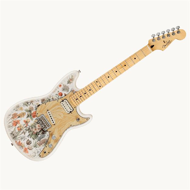 fender shawn mendes signature musicmaster in yellow floral